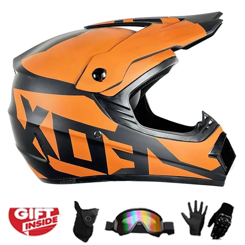 Full Face Motocross Helmet Kit Dot/Ece - For Adults & Youth - Comes With Mx Goggles & Gloves