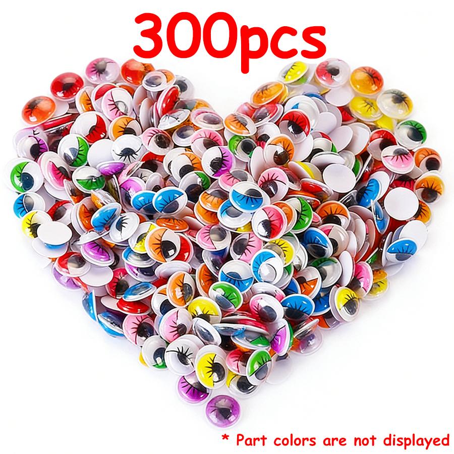 100/300/500pcs Adhesive Wiggle Eyes (0.8-1.5cm) - Colorful DIY Craft Supplies for Doll Making, Handmade Decorations, Scrapbookin