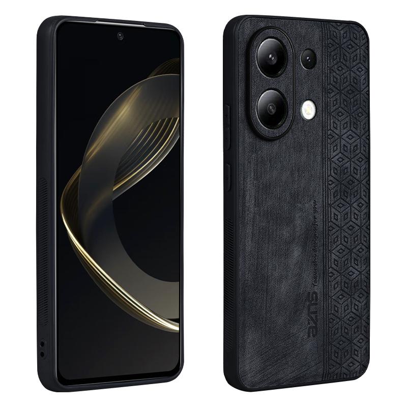 

AZNS For Xiaomi Redmi Note 13 4G Case Anti-Scratch PU Leather Coated TPU Phone Cover Black