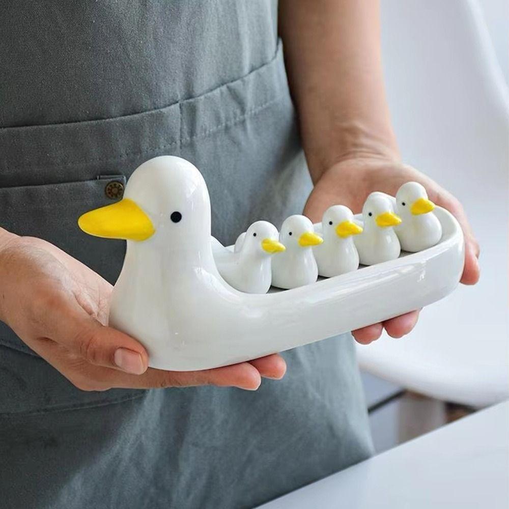 Creative Duck Chopstick Holder Cartoon Chopsticks Rest Ceramic Chopstick Stand  Dining Table