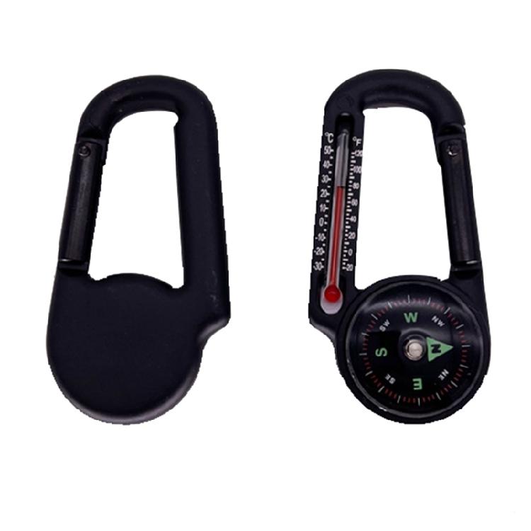 Portable Carabiner with Compasses & Thermometer Mountaineering Buckle Keys Hook