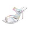 New transparent high-heeled sandals women's thin heel sexy crystal and cool slippers outer wear supply
