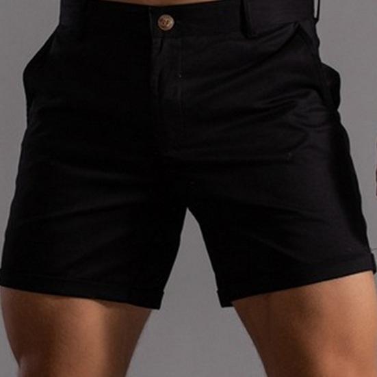 Men Summer Cargo Shorts Mid-rise Button Zipper Fly Pockets Shorts Solid Color Straight Leg Casual Short Pants Streetwear
