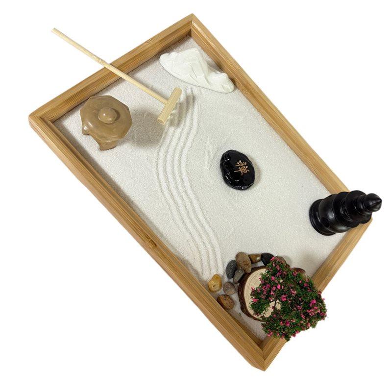 ABBP-Japanese Garden For Artificial Bonsai Tree, Rocks Rakes Gifts Sand Kit Office Decor