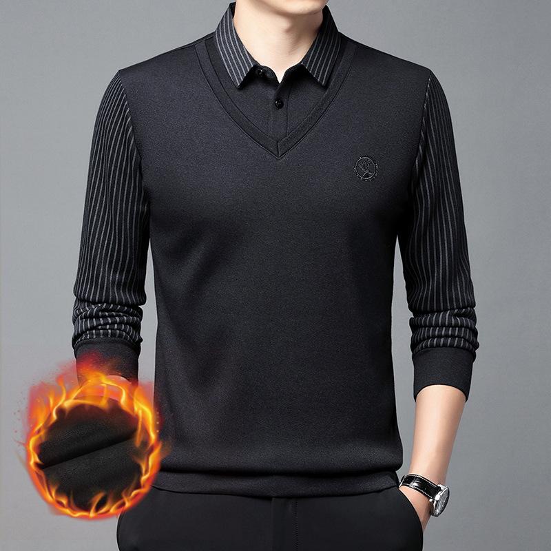 Зимний новый стиль плюс флисовый поддельный мужской теплый топ среднего возраста — фото 3