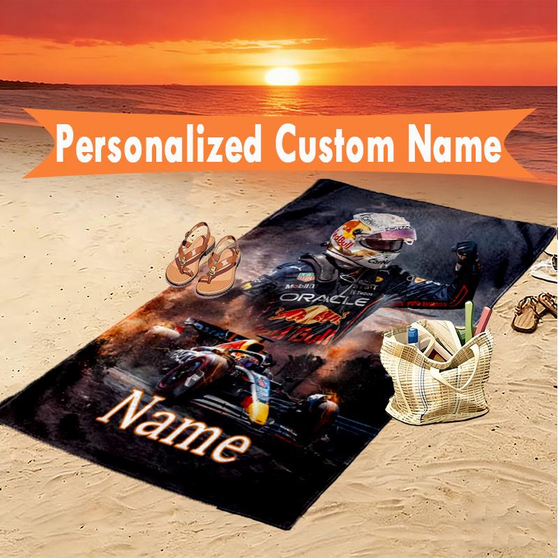 1pc F1 Racing Car (19) Beach Towel Ideal Birthday Gift For Family, Custom Name or Text Beach Towel