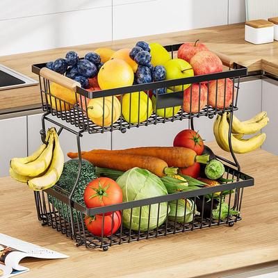 Double-Layer Detachable Fruit & Snack Storage Rack for Kitchen or Living Room