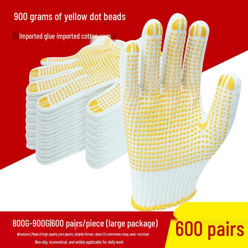 Non-Slip Breathable Dotted Cotton Work Gloves for Men and Women - Wear-Resistant and Ideal for Construction Sites