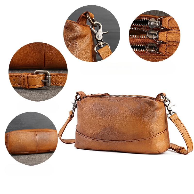 Oryginalna skórzana torba damska Vintage miękka skórzana torba typu poduszka duża pojemność torebka do ręki górna warstwa skóra bydlęca torba typu crossbody na ramię