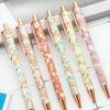Cute Cartoon INS Print Pen Luxury Heart Flower Pens Portable Press Metal Pen  Office Supplies