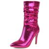 Bottines de luxe pour femmes Sexy Rose Bleu Or Argent Talons hauts Chaussures de soirée Femme Grande taille Mode Automne Hiver Bottes de cowboy