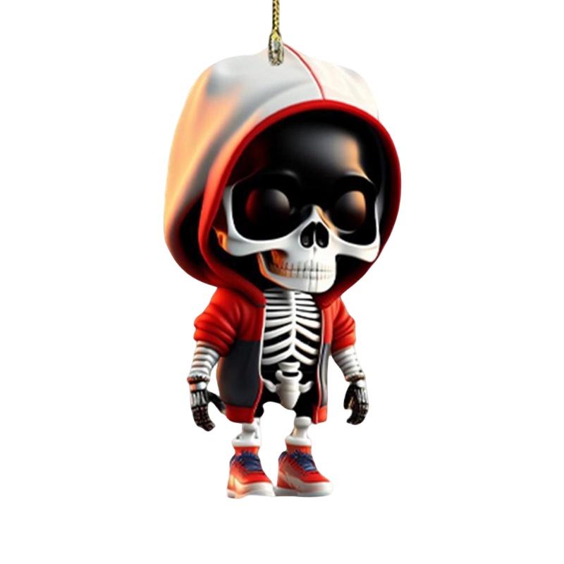 Cartoon Skull Acrylic Car Hanging Decor Halloween Tree Decoration For Home Colors)