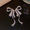 Full Rhinestone Bowknot Pendant Earrings for Women Exaggerated Elegant Ribbon Bow Long Tassel Earrings Wedding Jewelry