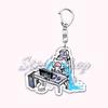 Kawaii Little Cat with Flower Keychains Strawberry Kitten Keyring for Accessories Bag Key Chain Ring Jewelry Fans Friends Gifts