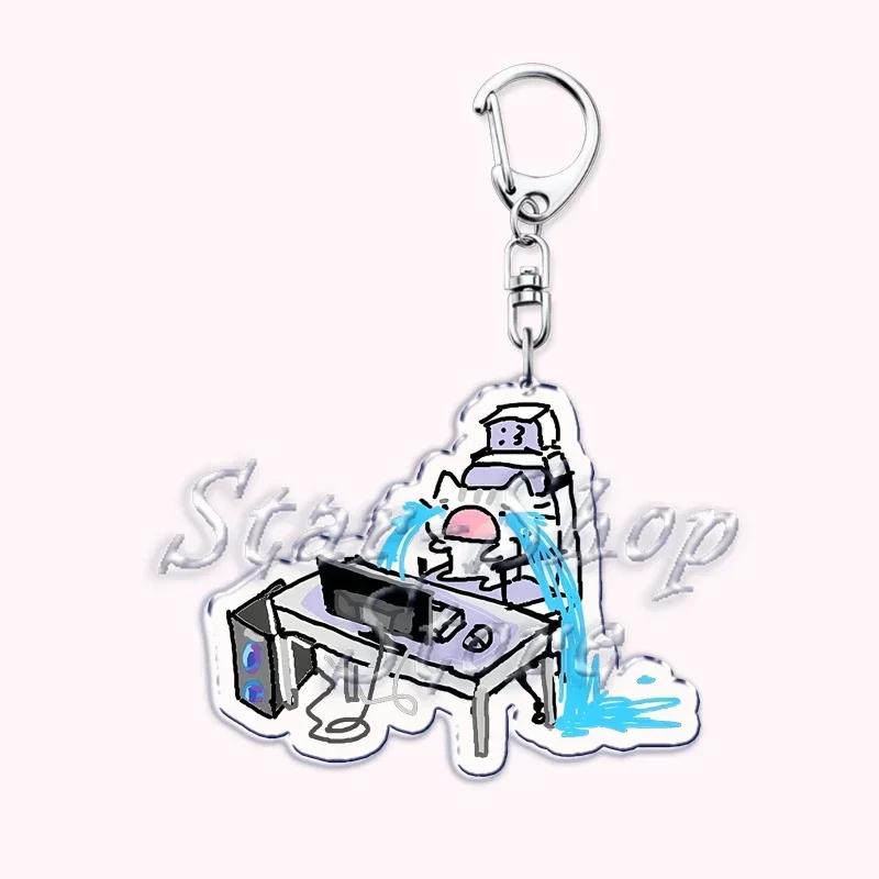 Kawaii Little Cat with Flower Keychains Strawberry Kitten Keyring for Accessories Bag Key Chain Ring Jewelry Fans Friends Gifts
