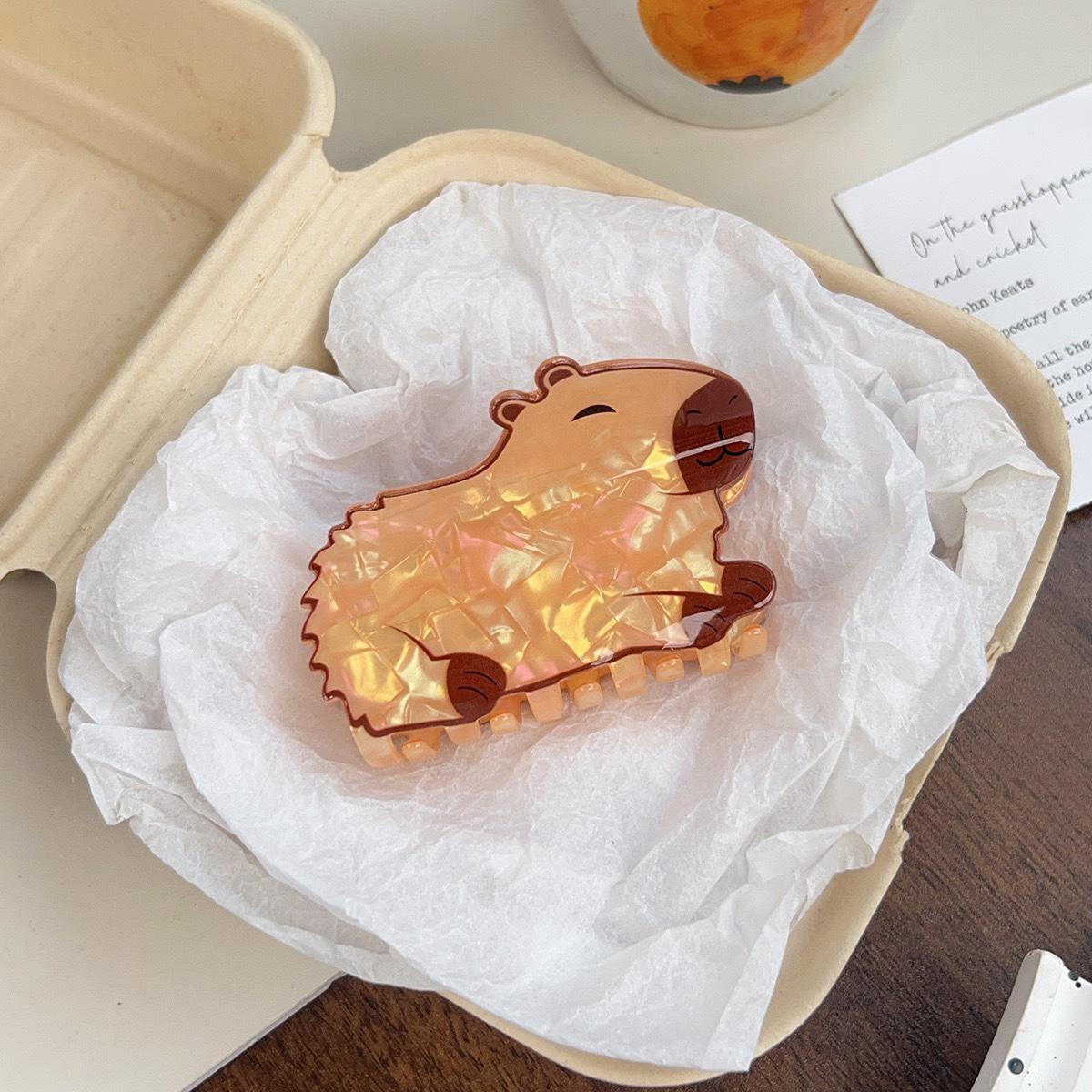 Бамбуковые украшения Яо Милая мультяшная капибара Акриловый зажим-краб для девочек