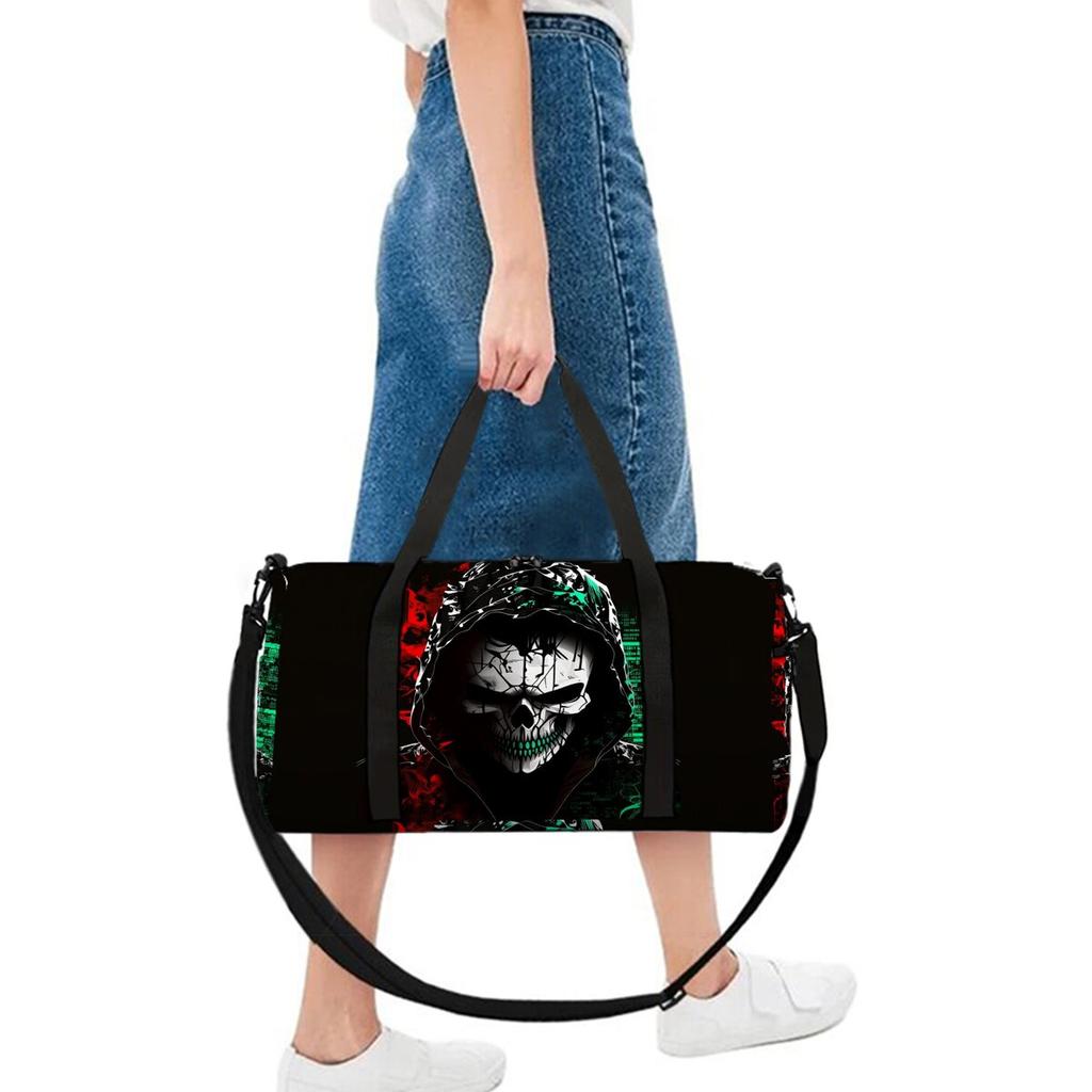 Skeleton Joker Pattern 2D Cartoon School Travel Bag Large Capacity Zipper Luggage Bag Best Gift for Boys Girls Fashion Style
