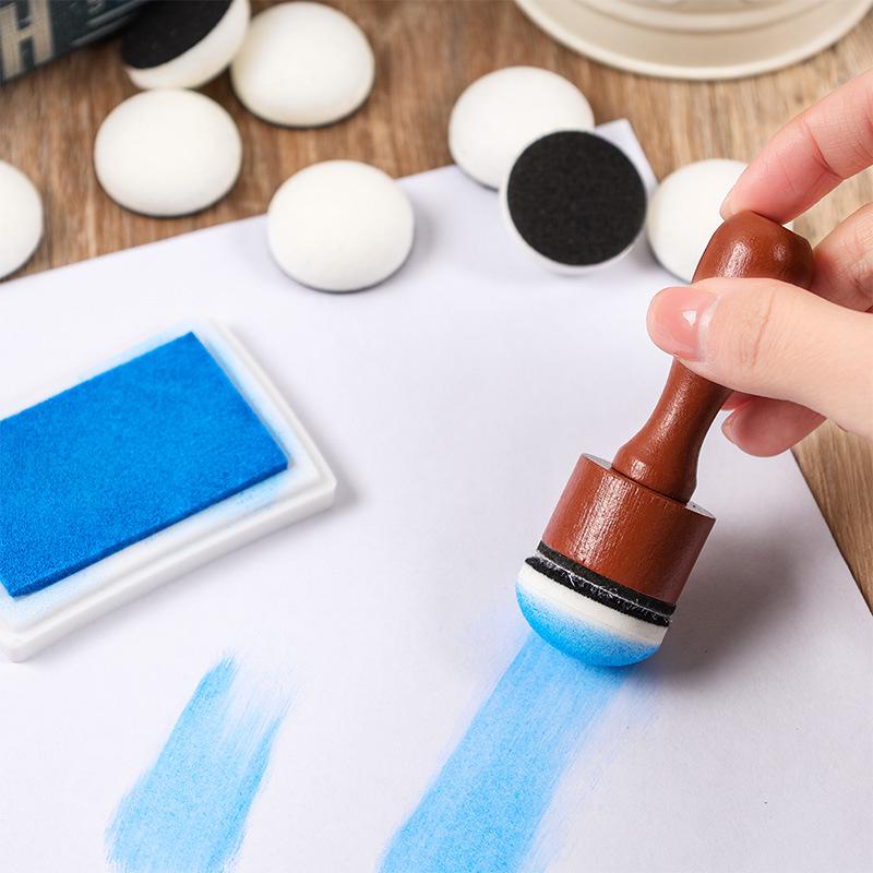 Wooden Handle Sponge Ink Pad DIY Coloring Tool Set
