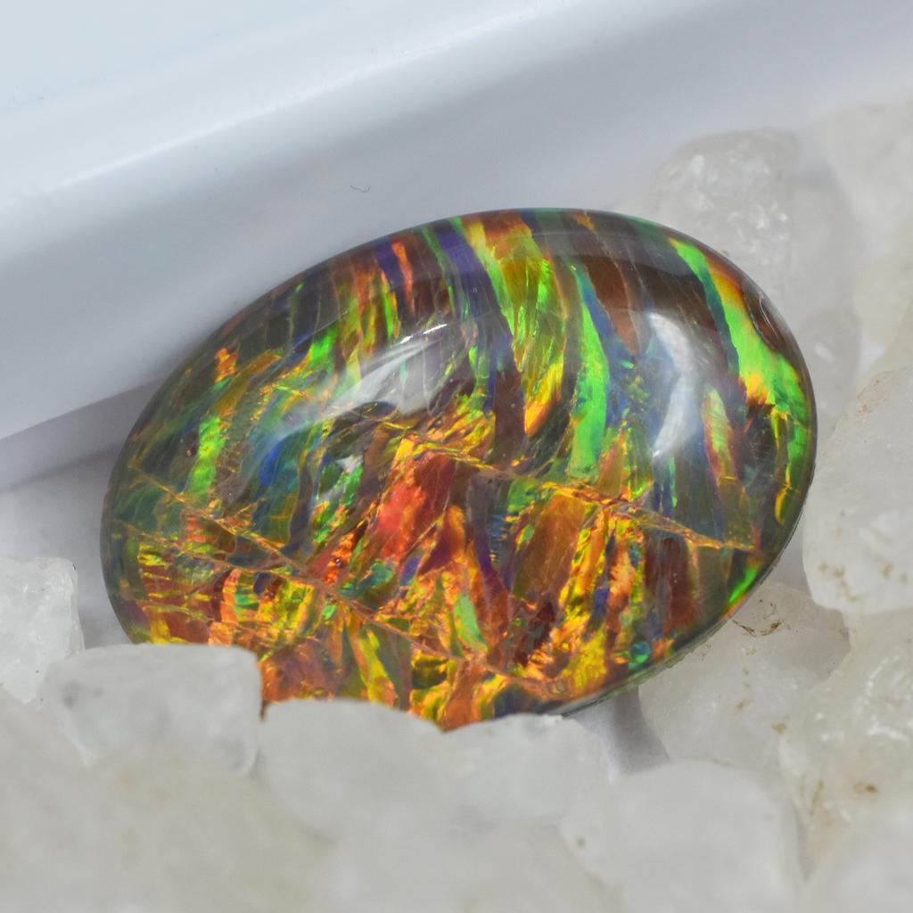 Lab-Created Boulder Opal Multi-Color 8.50 Ct Oval Cut Loose Gemstone -W