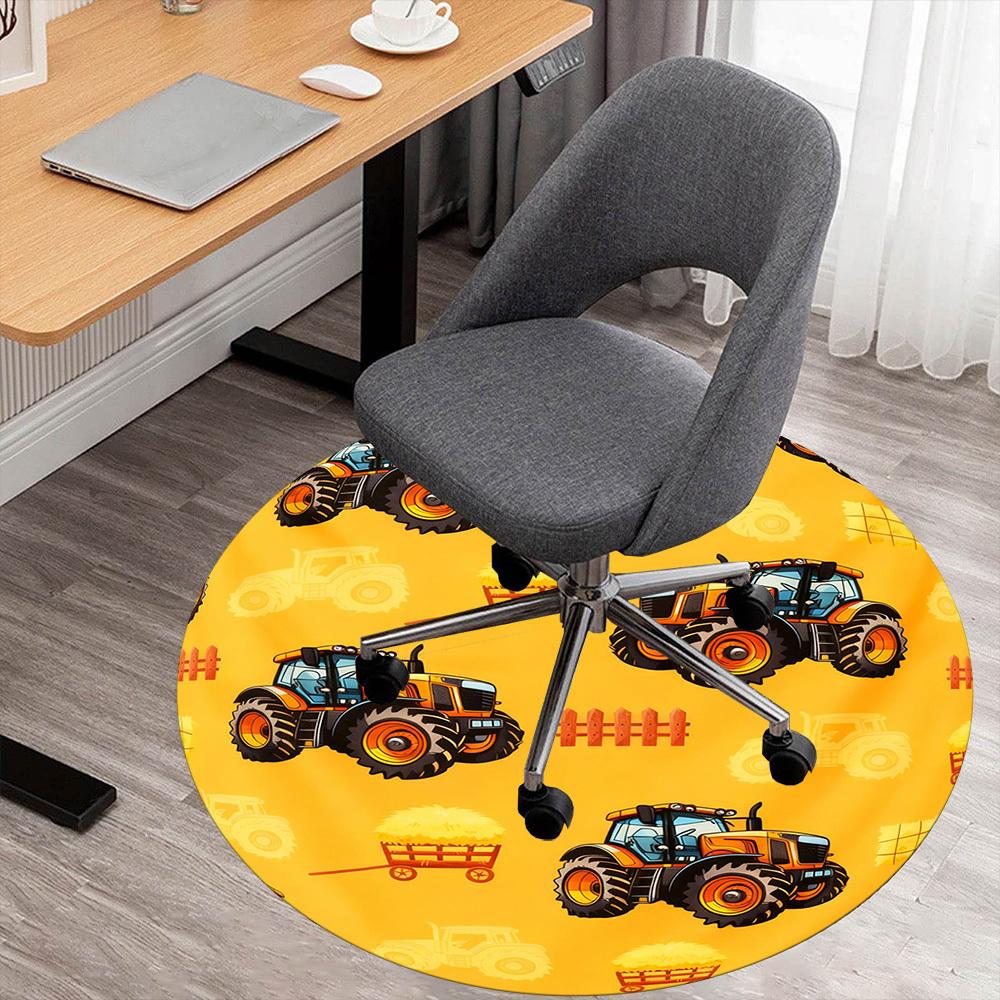 1PC Tractor Hay Round Chair mat Area Rug - Non-Slip, Floor Mat for Office, Bedroom, and Indoor Decor -Gift D1127230