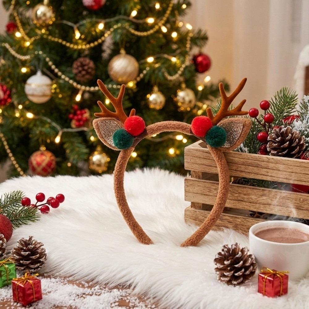Snowflake Reindeer Antlers Headband Plush Xmas Headwear Atmosphere Christmas Headband New Year