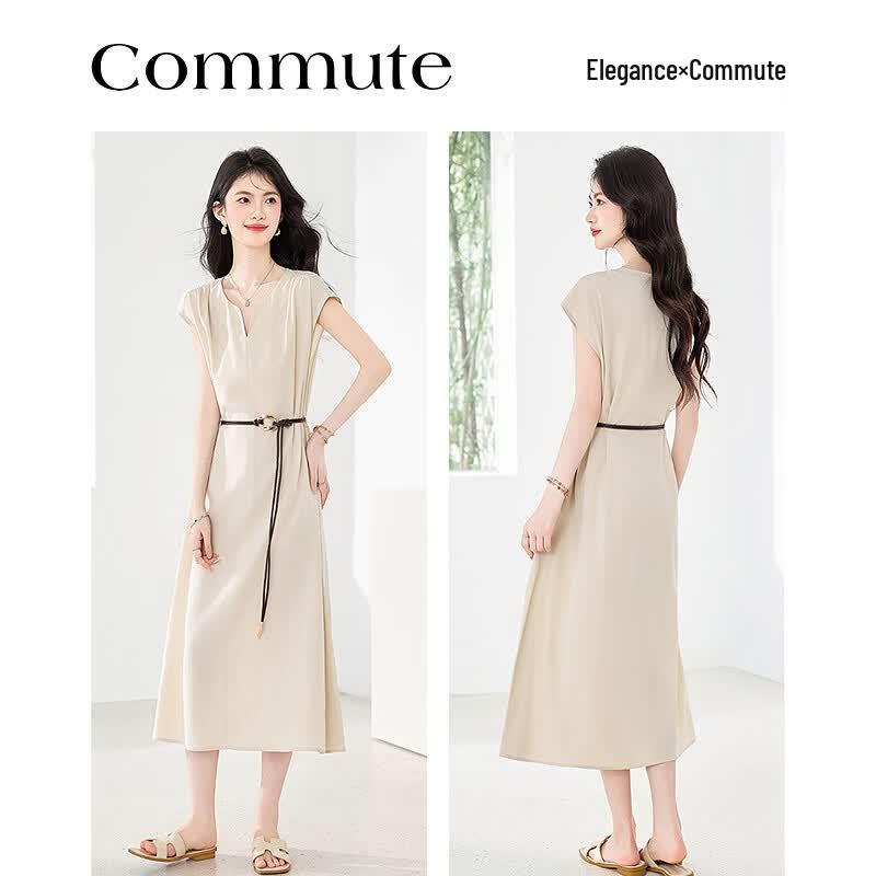 Fleeting Years Elegant V-Neck Midi Dress