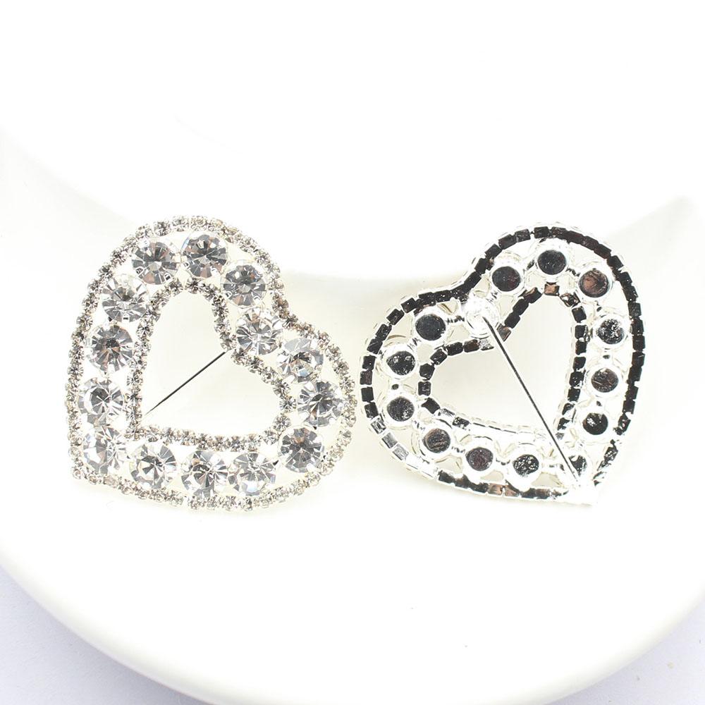 Versatile 2 Pieces/batch 35 * 40MM Sparkling Peach Heart Rhinestone Buckle Crystal Decoration Wedding Scarf and Shoe Belt Buckle