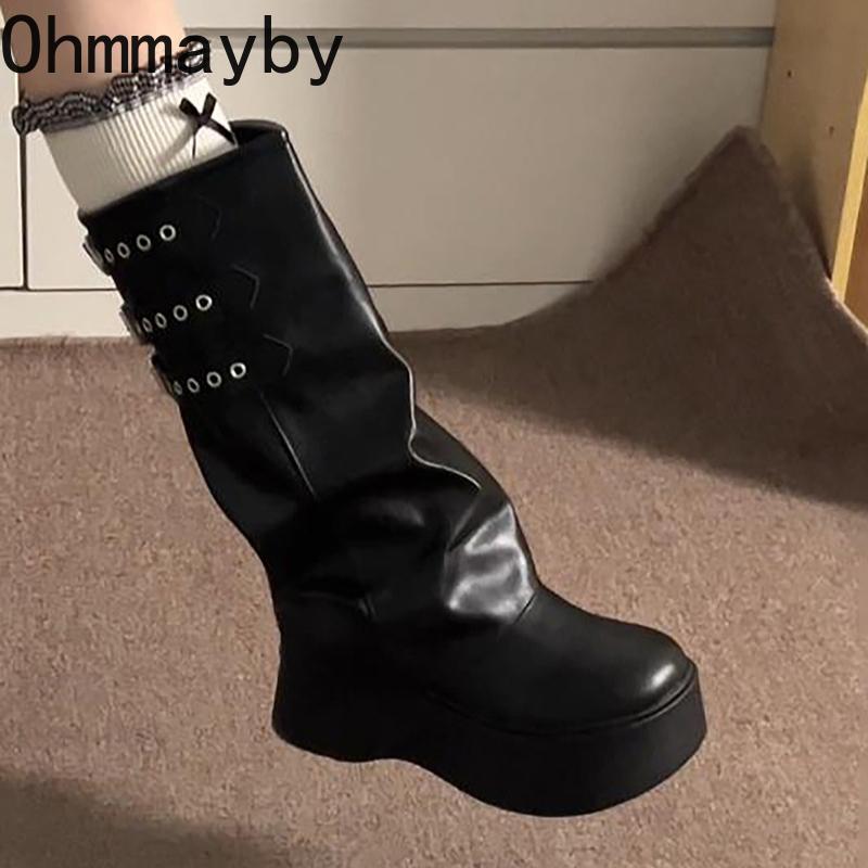 Designer Punk Style Women Trouser Legs Long Boots Fashion Female Thick Bottom Knee High Booties De Mujer