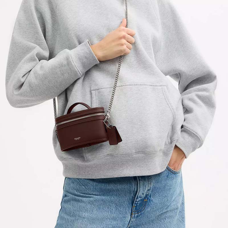 Coach Trail 15 Zipper Closure Glove Tanned Leather Mini Handbag Women handbag Maple CCY84-LHMPL
