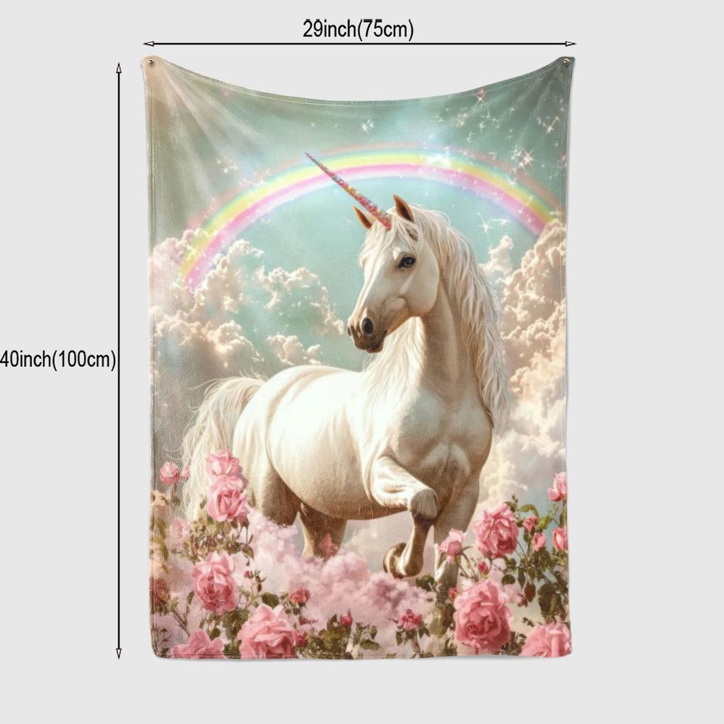 A Unicorn Print Flannel Blanket, a Gift for African Girls, Granddaughters, And Daughters, Perfect for Holidays, Versatile for Ou