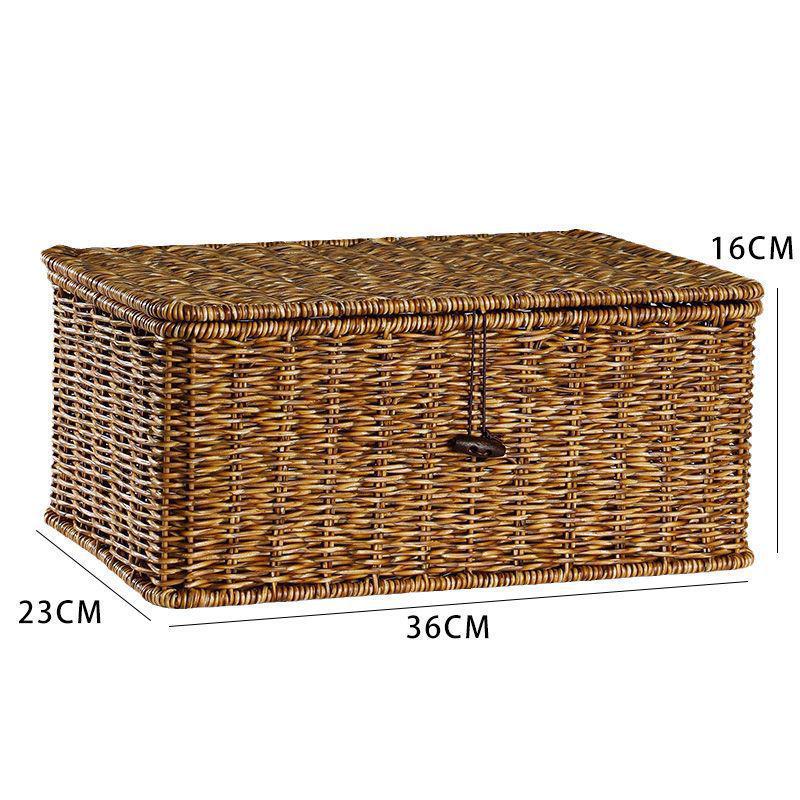 Nordic Style Rattan-Look Woven Storage Box with Lid for Bedroom and Household Organization.