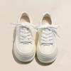 Cowhide Version Leather Bread Shoes Little White Shoes Women's Spring Versatile Thick-soled Heightening Lace-up Casual Shoes Board Shoes