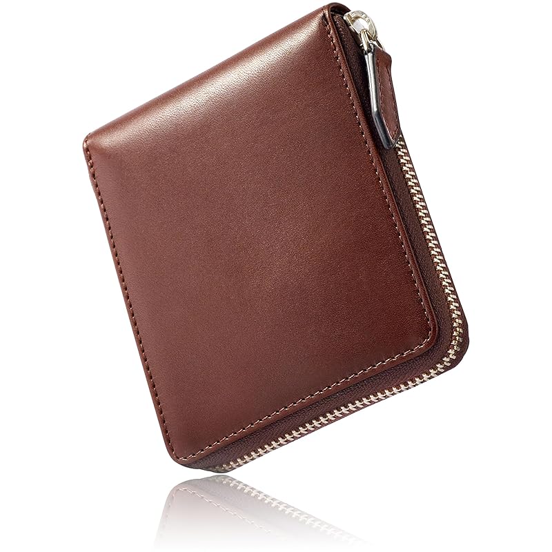 

[Eredita] wallet men s Bifold - Round zipper - Tochigi leather (dark brown)
