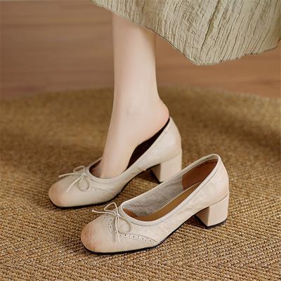Fashion New Spring/Summer Genuine Leather Women Pumps Shoes for Women Fashion Brogue Designs Round Toe Loafers Shoes Women High Heels