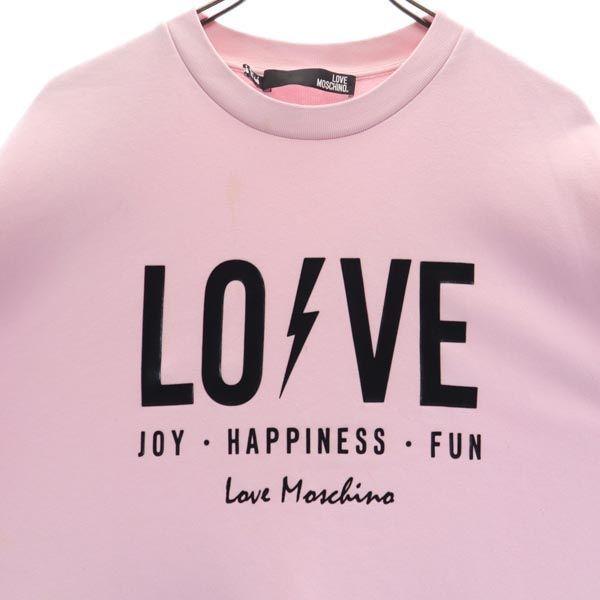 LOVEMOSCHINO Logo Print Long Sleeve Sweat One Piece 4 Pink Women Used