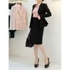 Style Latte Women Peplum No Collar Jacket Span Skirt Suit Set