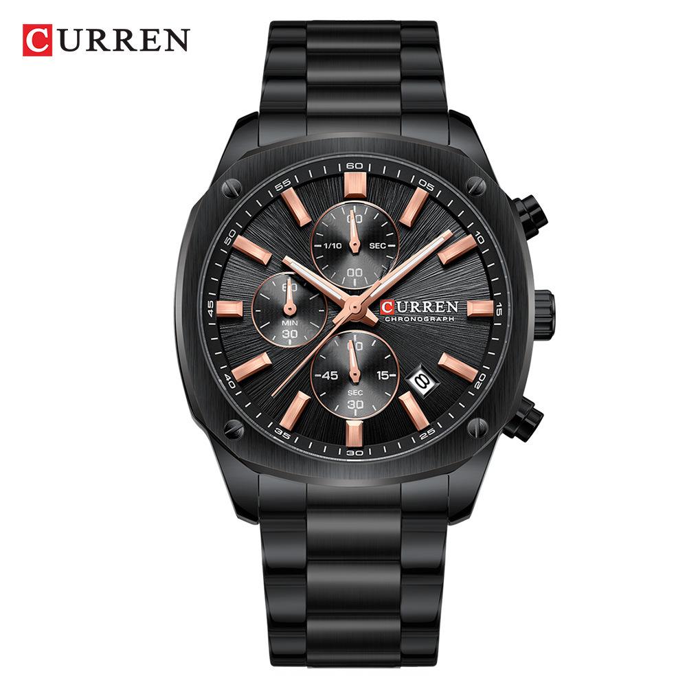 CURREN 8490 Men's Square Multifunctional Waterproof Wristwatch with Calendar Feature