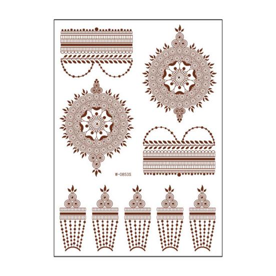 Henna Tattoo Stickers, Red Brown Waterproof Lace Temporary Tattoos, Indian Mehndi Body Art for Women Girls, Festival Makeup