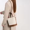 Fashi Versatile PU Canvas Bucket Shoulder and Crossbody Bags Simple Casual Sense of Luxury Retro Handbags for Women