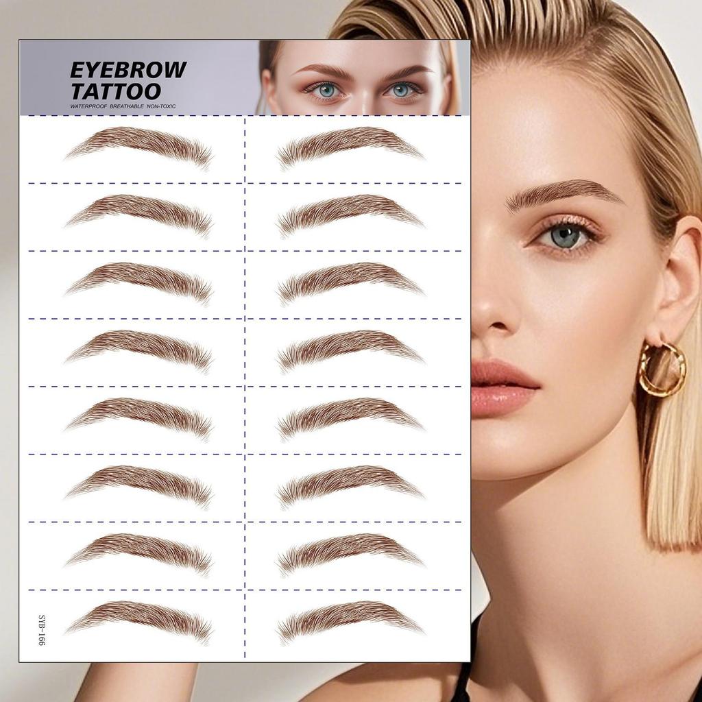 In Stock: 6D Waterproof Eyebrow Tattoo Stickers - Black/Brown Microblading Simulation