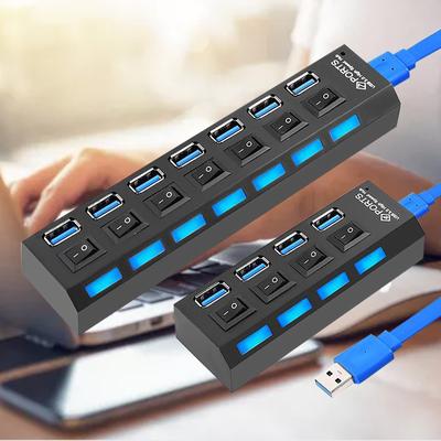 Hub USB 3,0, divisor USB, puerto adaptador de corriente, concentrador expansor múltiple con