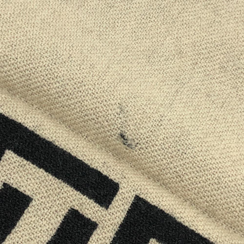 FENDI Zucca pattern Reversible Stole/Shawl Scarf wool Black/Beige