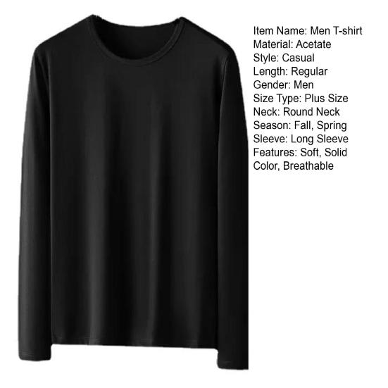 Top de primăvară pentru bărbați, cu mânecă lungă, decolteu rotund, de culoare uni, pulover slim fit, cald de bază, tricou de primăvară pentru muncă