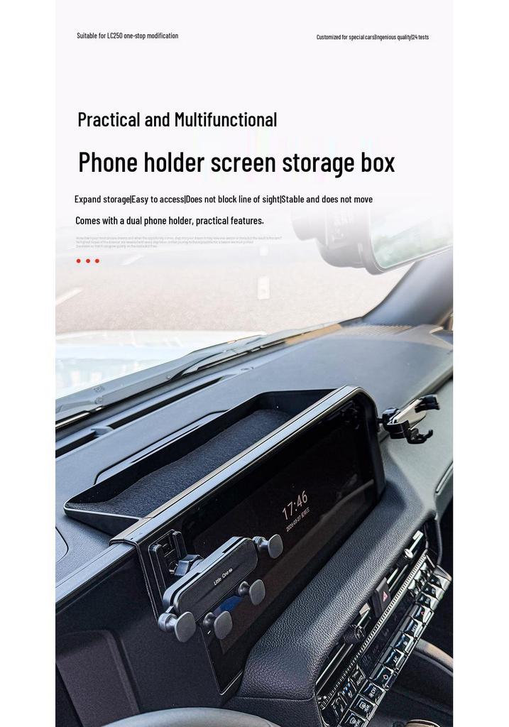 24-26 Prado LC250 Rear Storage & Phone Holder Console Accessory