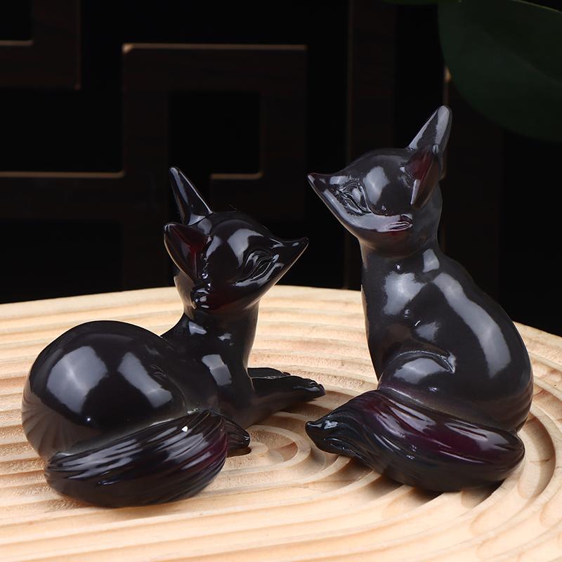 Cute Fox Color-Changing Tea Pet Ornament Creative Tea Ceremony Accessories Home Desktop Small Fox Figurines Decoration