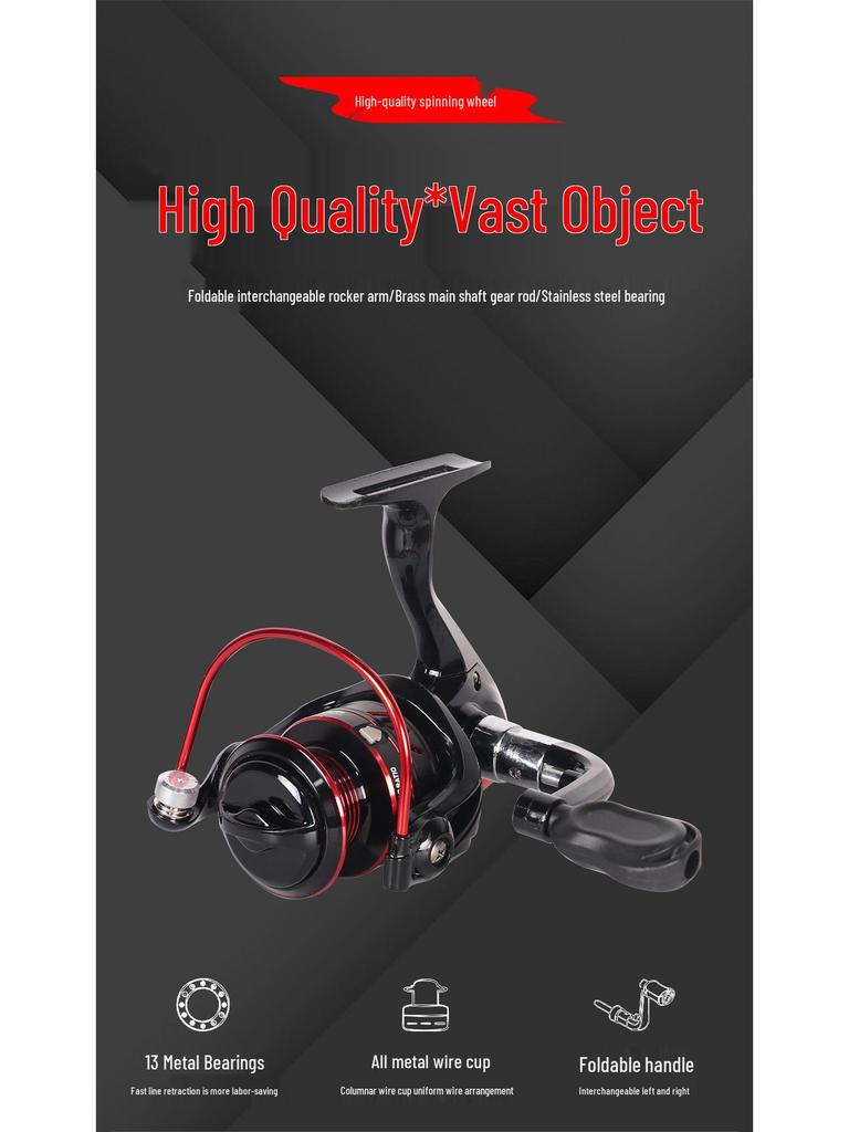 Full Metal Spool Spinning Reel for Sea, Lure, and Rock Fishing - Long Cast Black Bass Reel