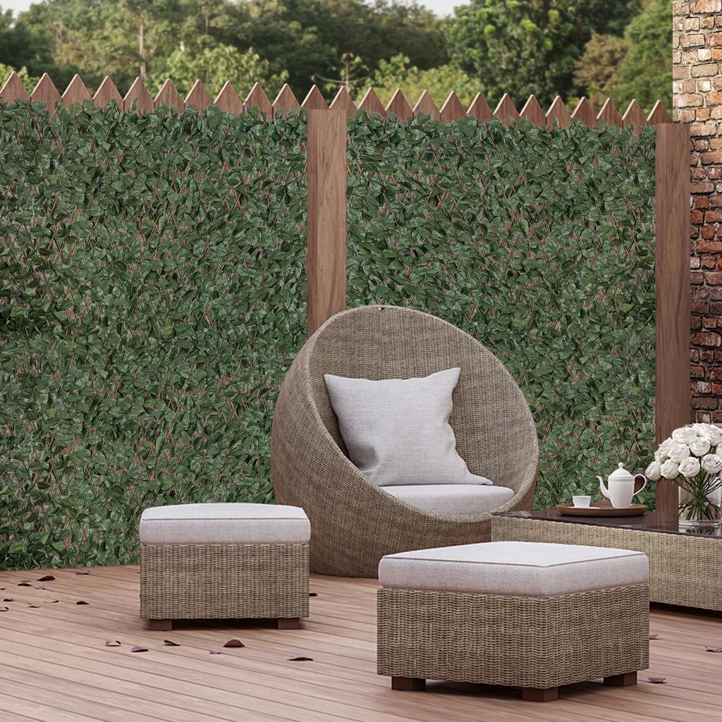Artificial Stretch Ivy Hedges, Set of 4, Wall Privacy Screen, 200 x 100 cm, Green