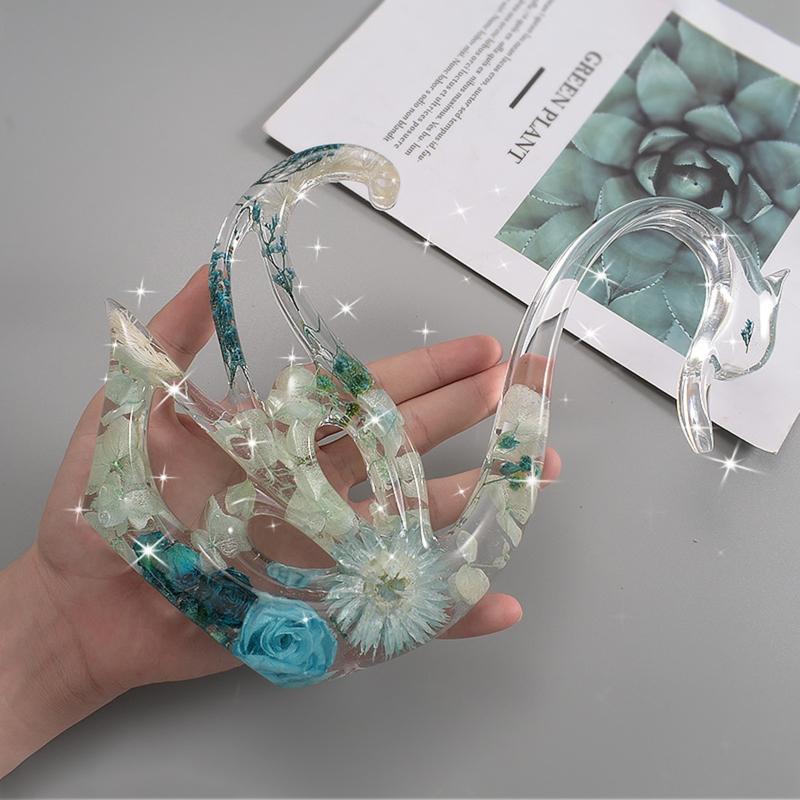 Diy Crystal Aromatherapy Gypsum Swan Epoxy Glue Silicone Mold Table Soft Ceramic Plaster Ornament Diy Crafts Decorations