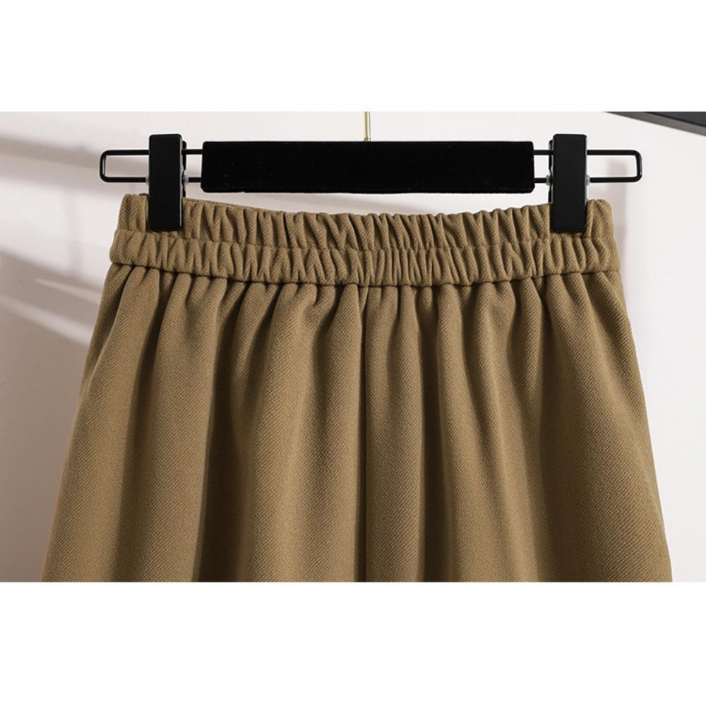 DIMANAF 2025 Plus Size Women Long Skirts Thicken Elastic Waist Trousers Oversize 5XL Autumn Winter