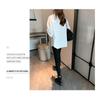 Women Loose Casual White Long Sleeve Polo Collar Open Front Shirt